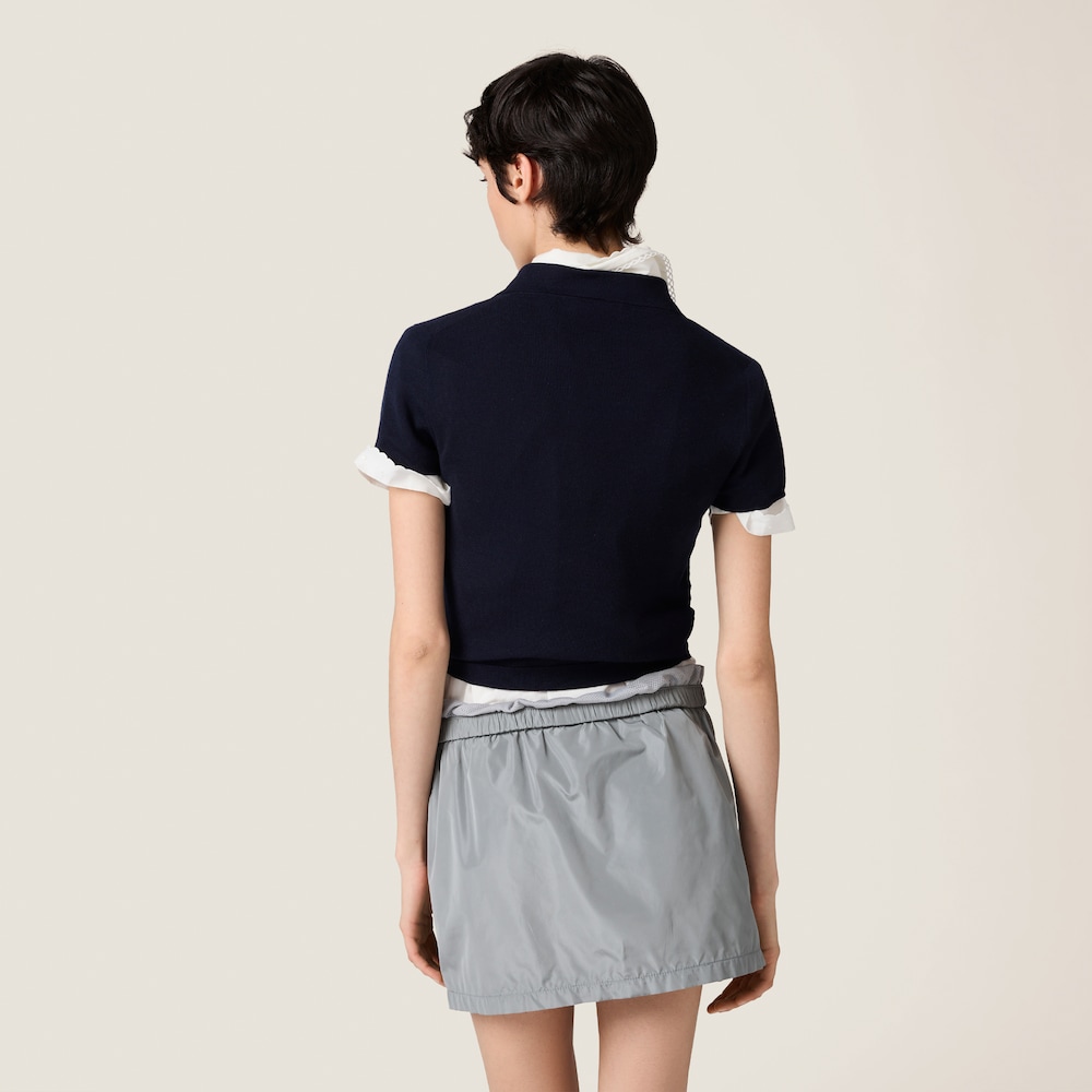 Technical silk miniskirt