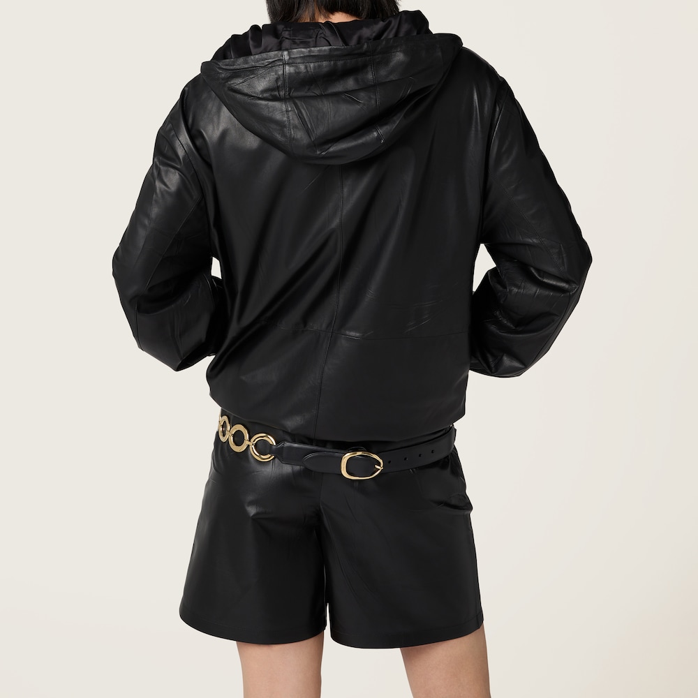 Nappa leather hoodie jacket