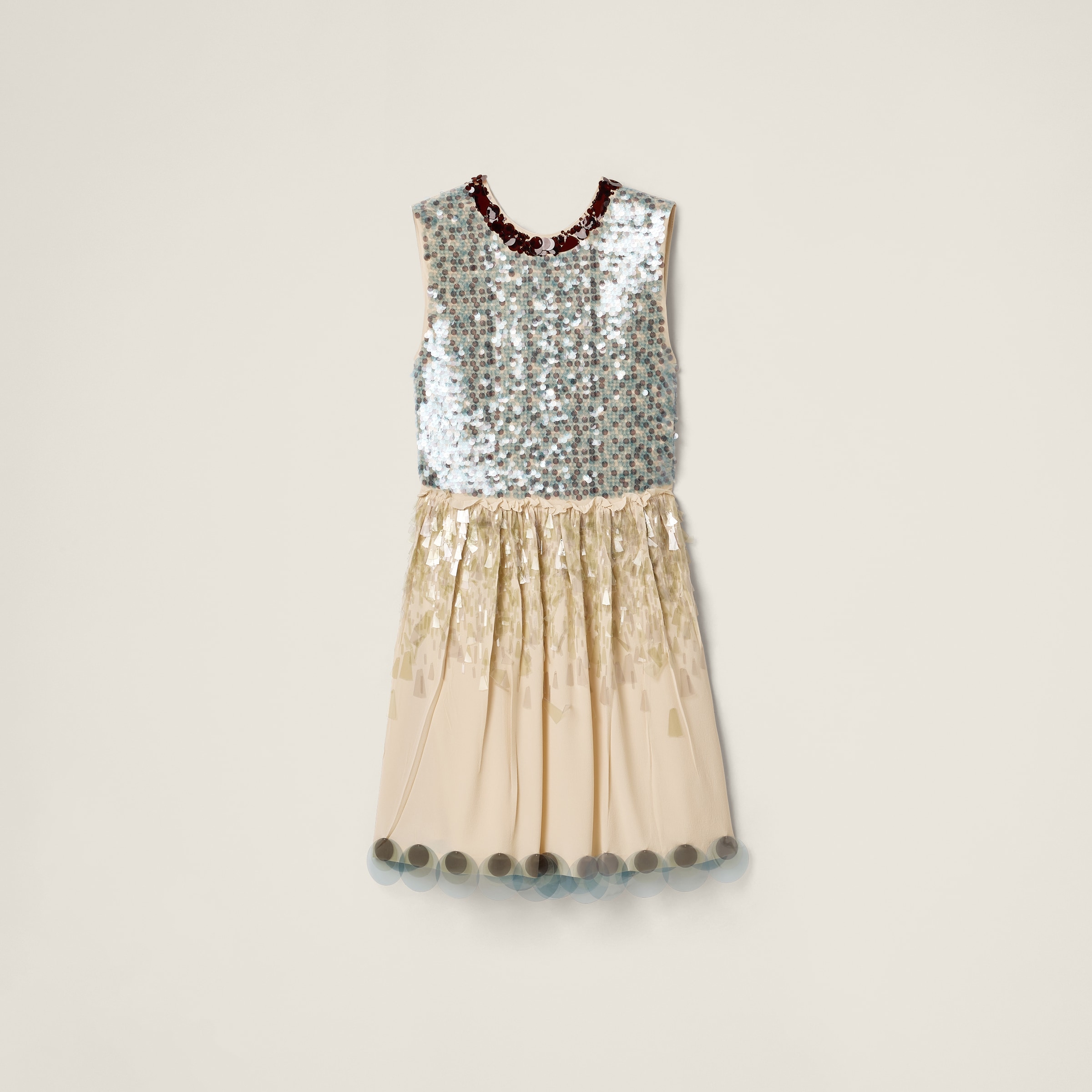 Embroidered marocain dress
