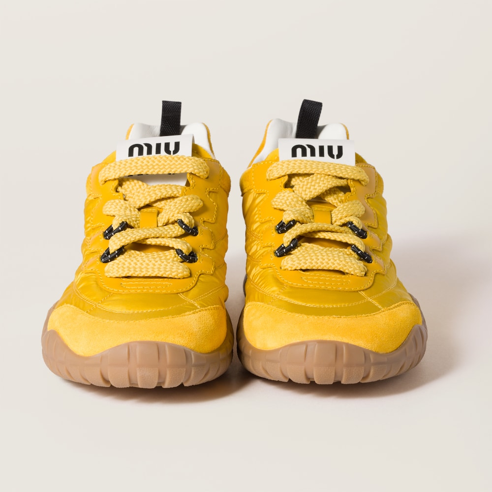 Tyre technical fabric and suede sneakers