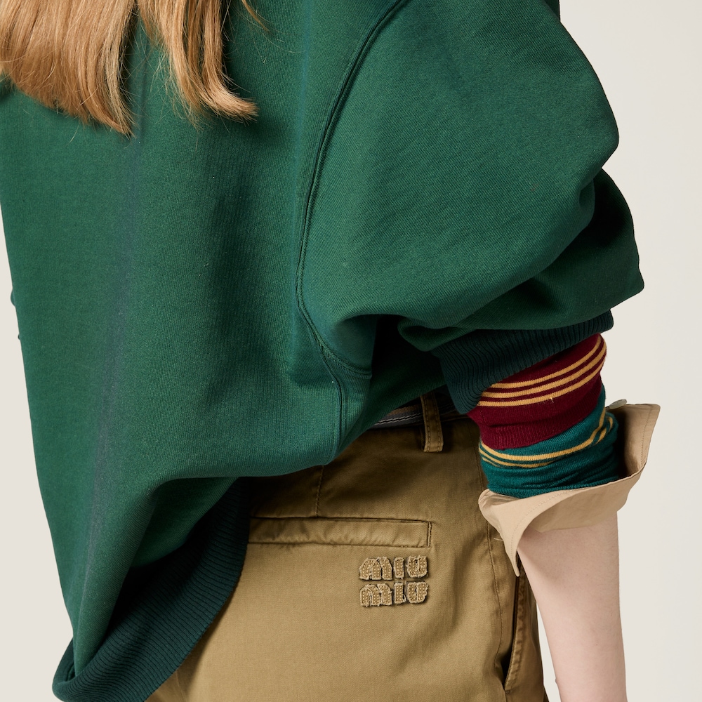 Garment-dyed cotton satin pants