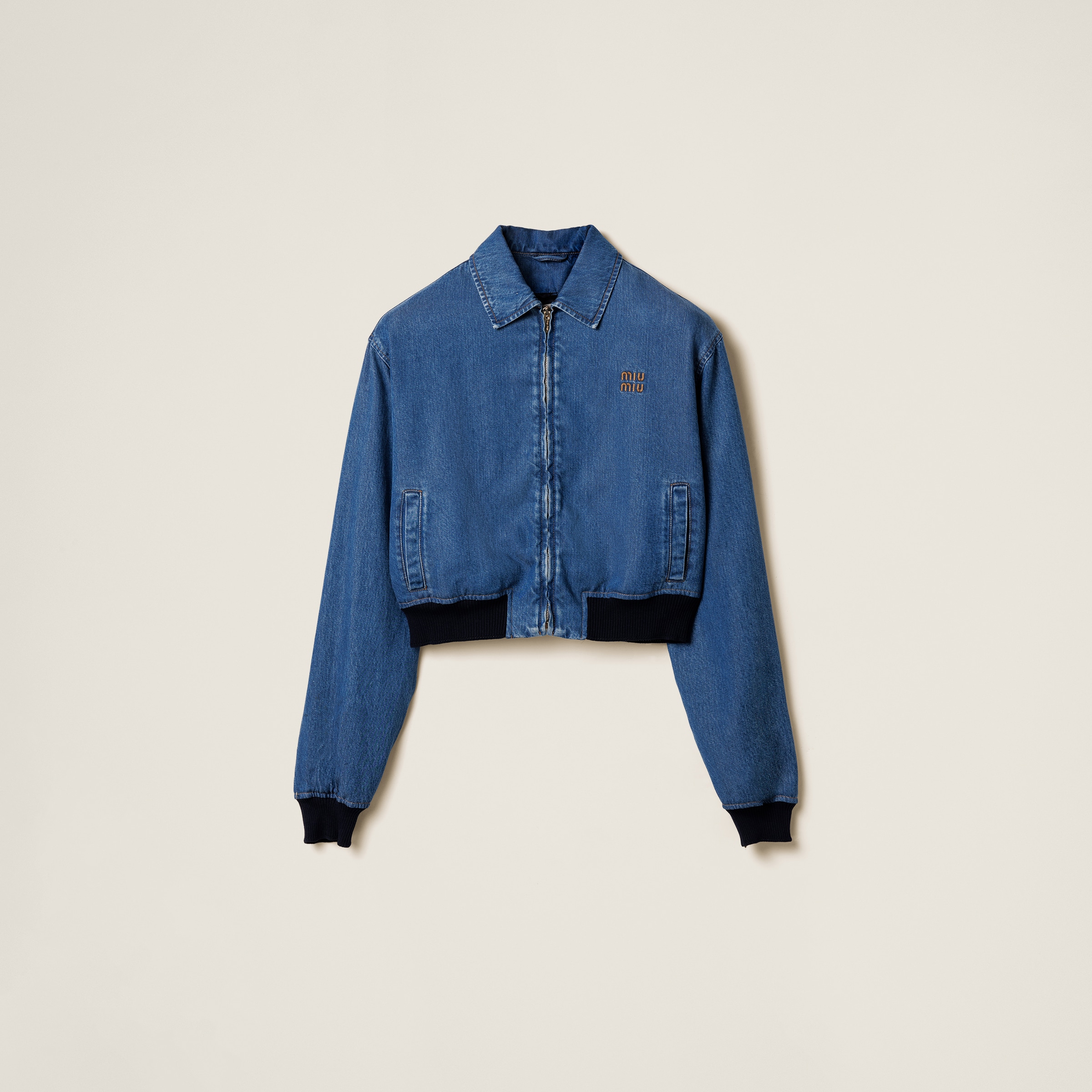 Denim blouson jacket