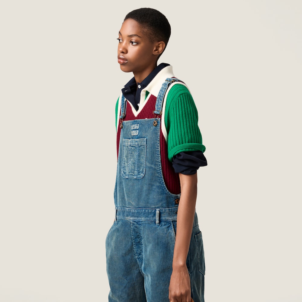 Washed corduroy jumpsuit