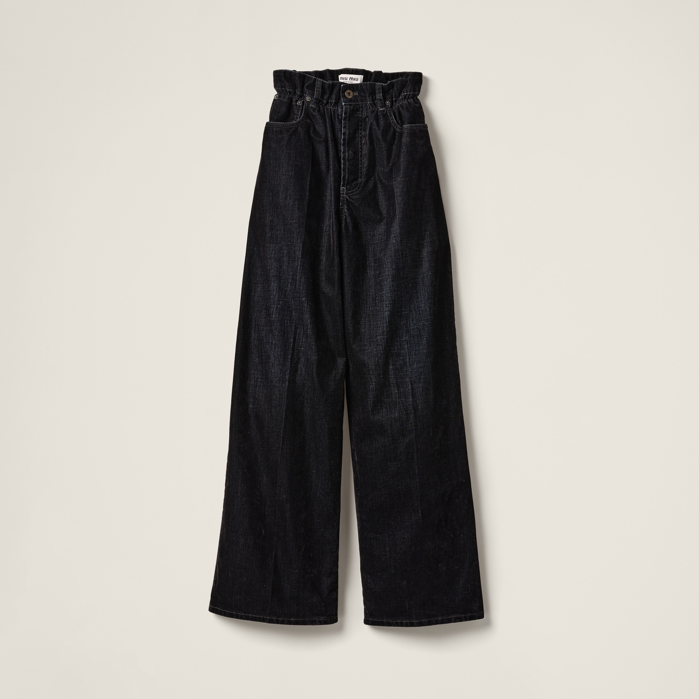 Washed flocked chambray pants