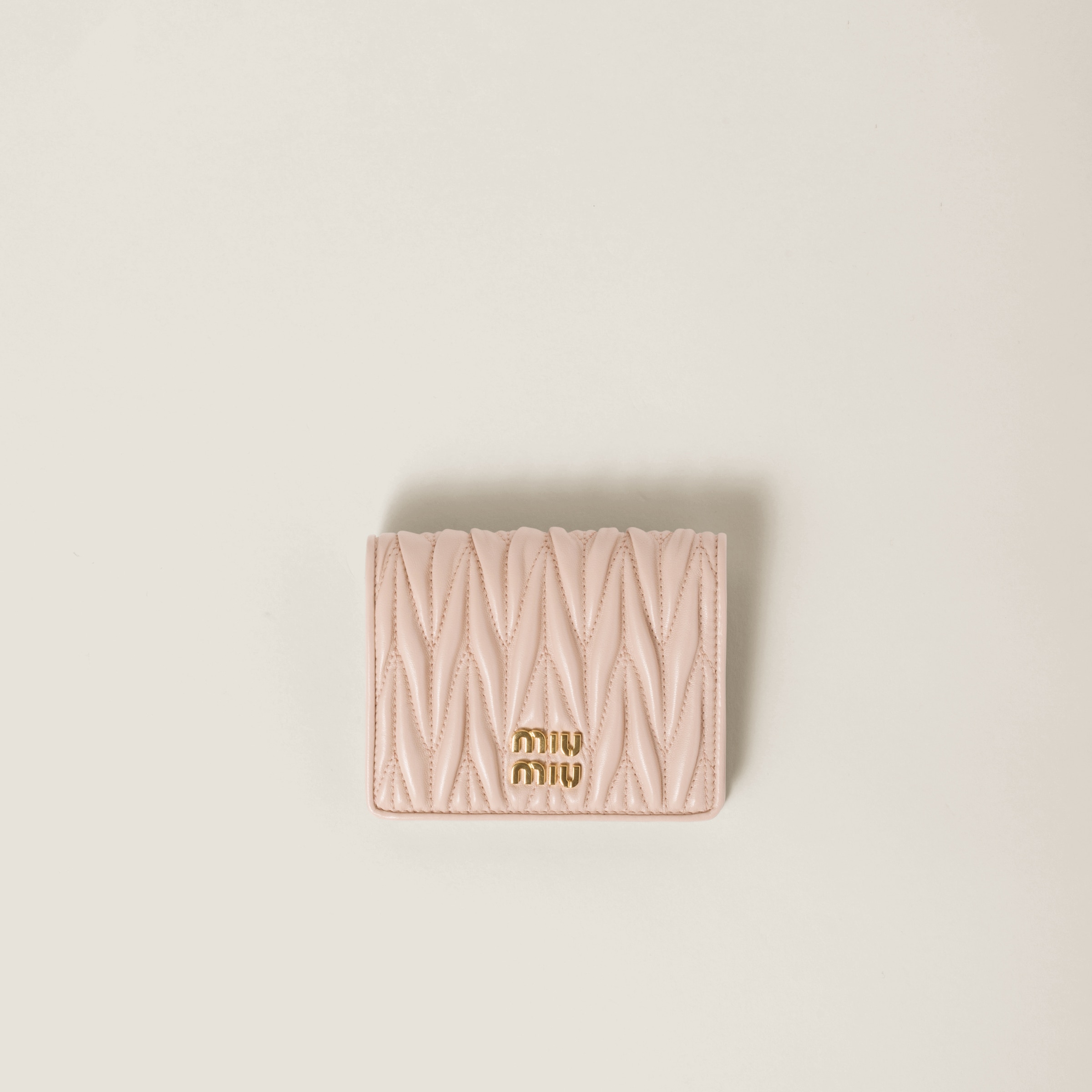 Small matelassé nappa leather wallet