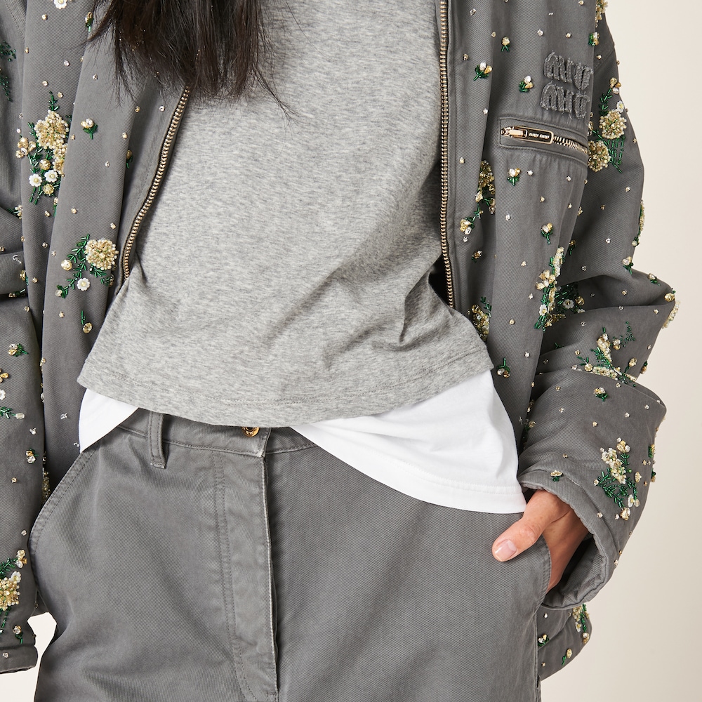 Garment-dyed gabardine pants