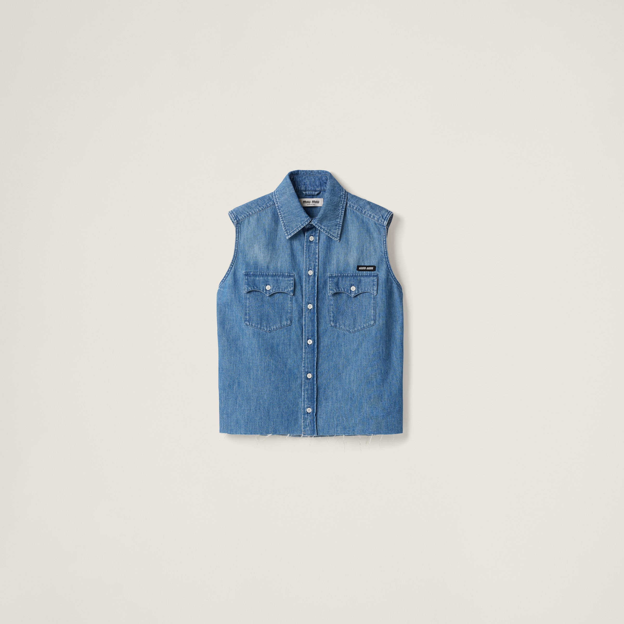 Sleeveless chambray shirt