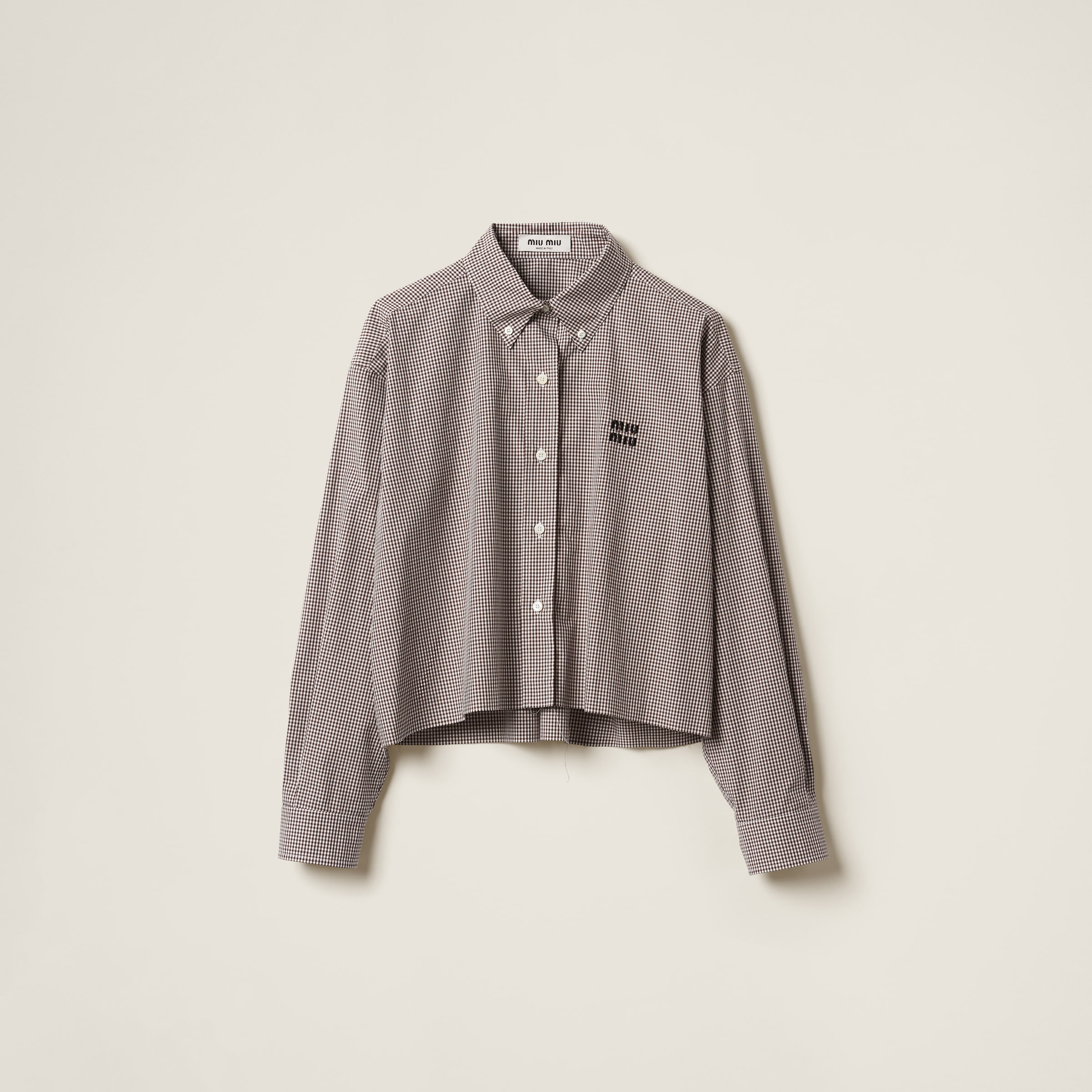 Gingham check poplin shirt