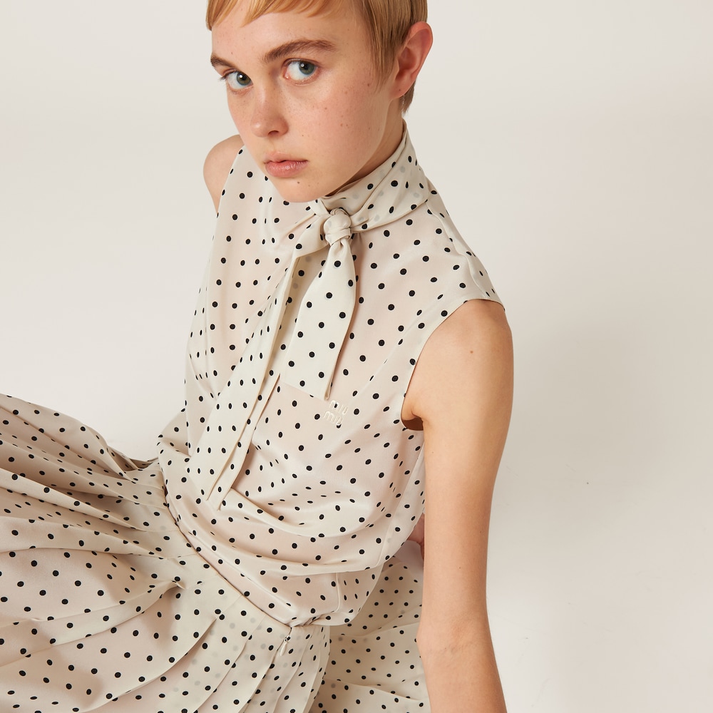 Polka-dot crepe de chine top