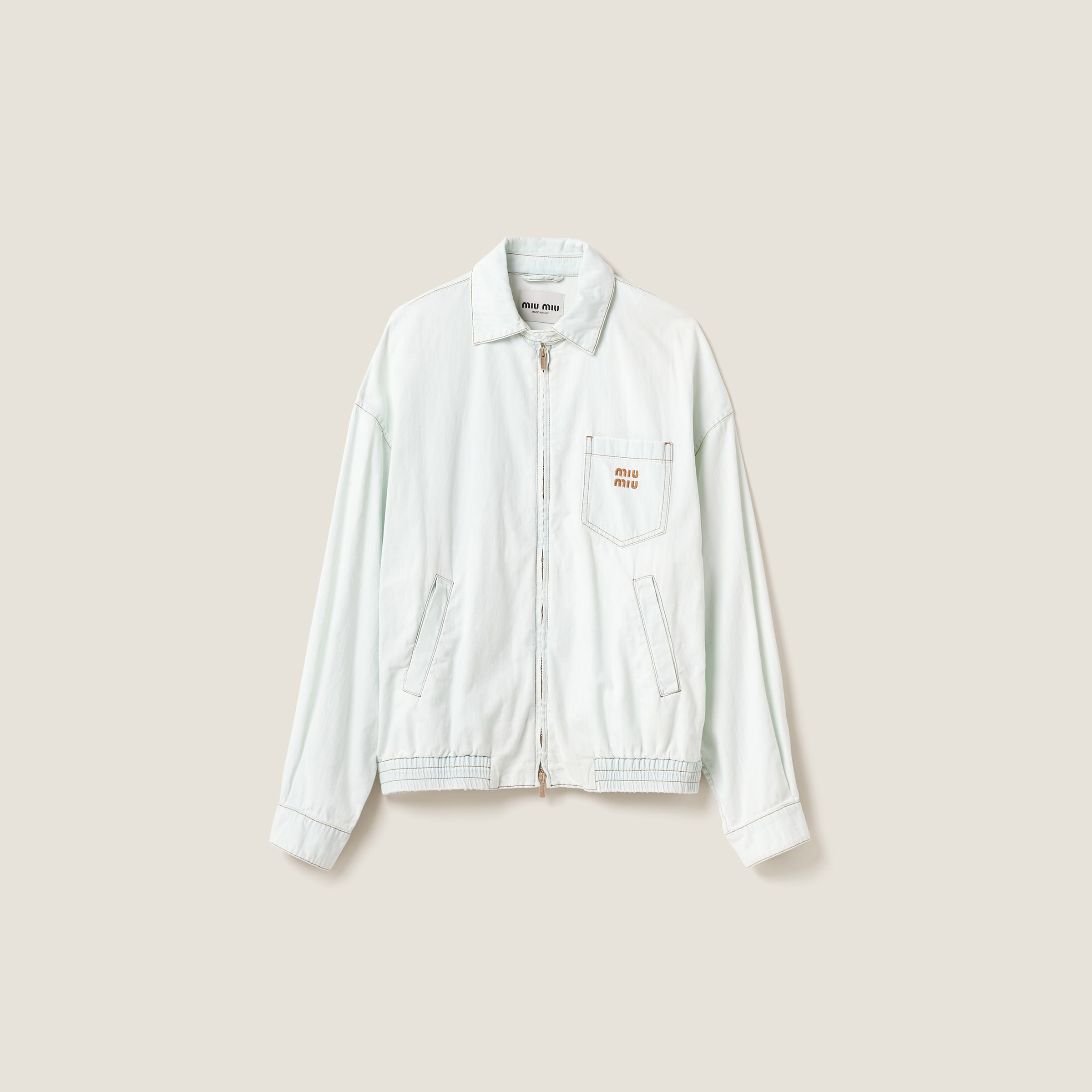 Chambray denim blouson jacket