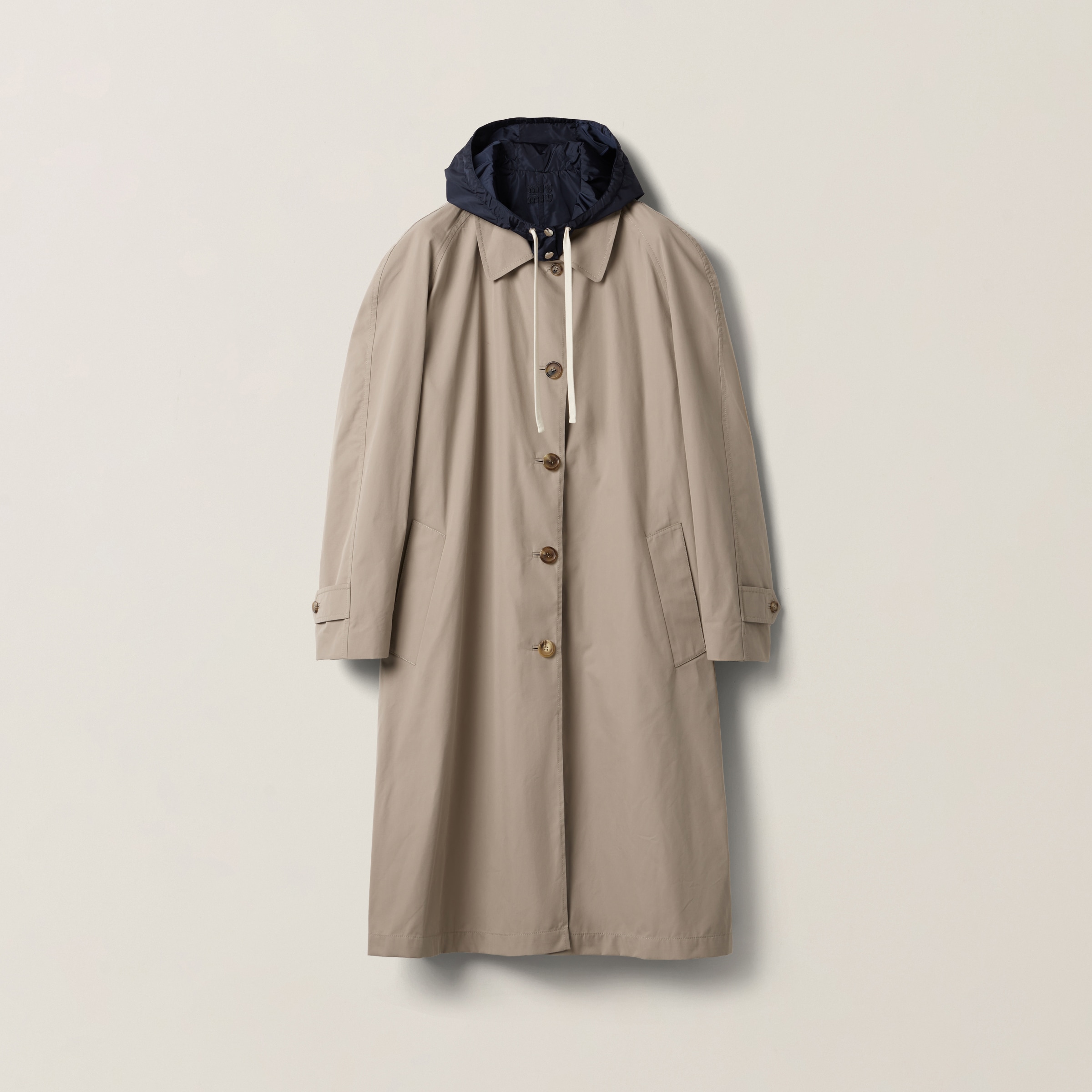 Reversible single-breasted Panama cotton and technical Pongé coat