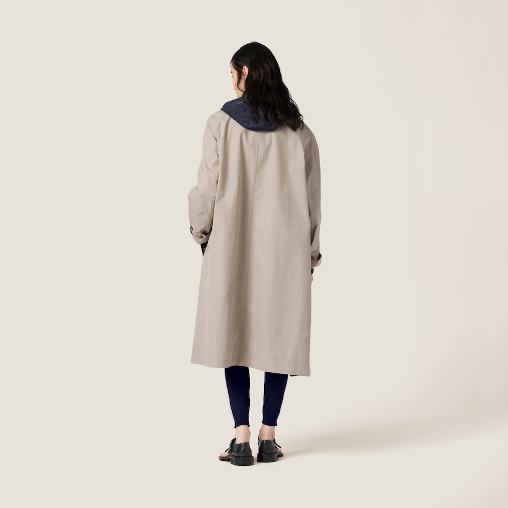 Reversible single-breasted Panama cotton and technical Pongé coat