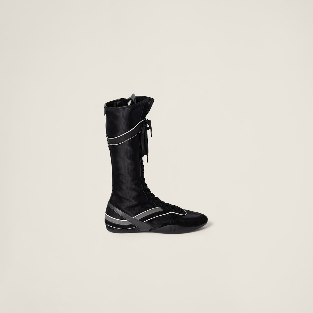 Gymnasium technical fabric and suede boxeur boots