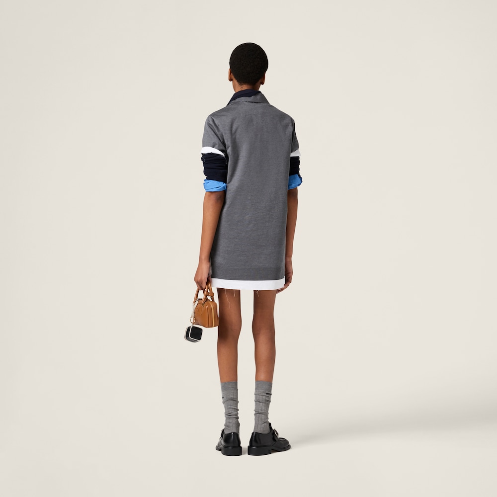 Knit and poplin mini-dress