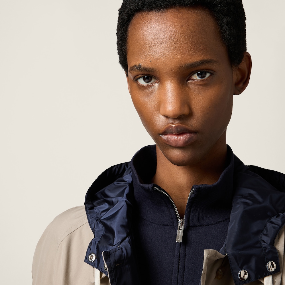 Panama cotton and technical pongé blouson jacket