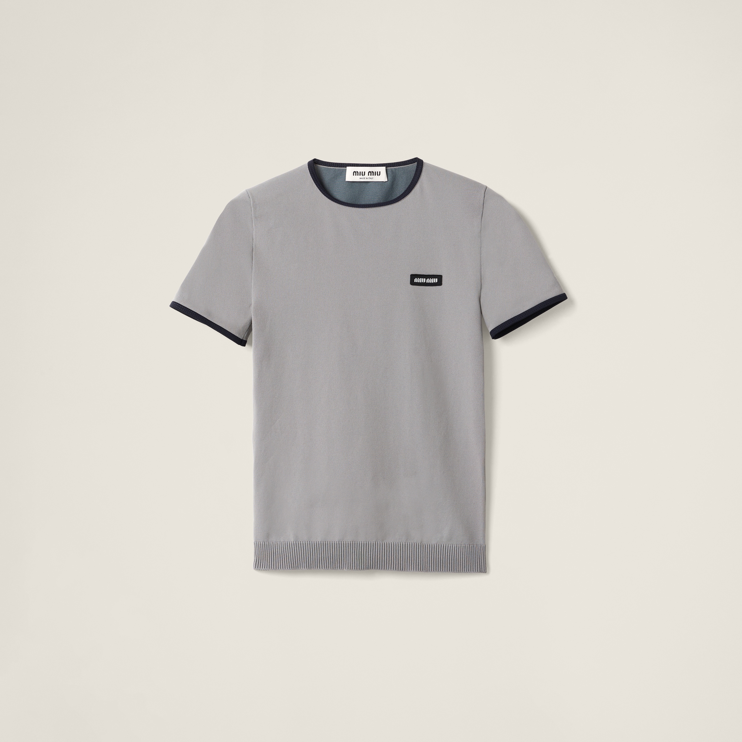 Technical yarn crew-neck sweater