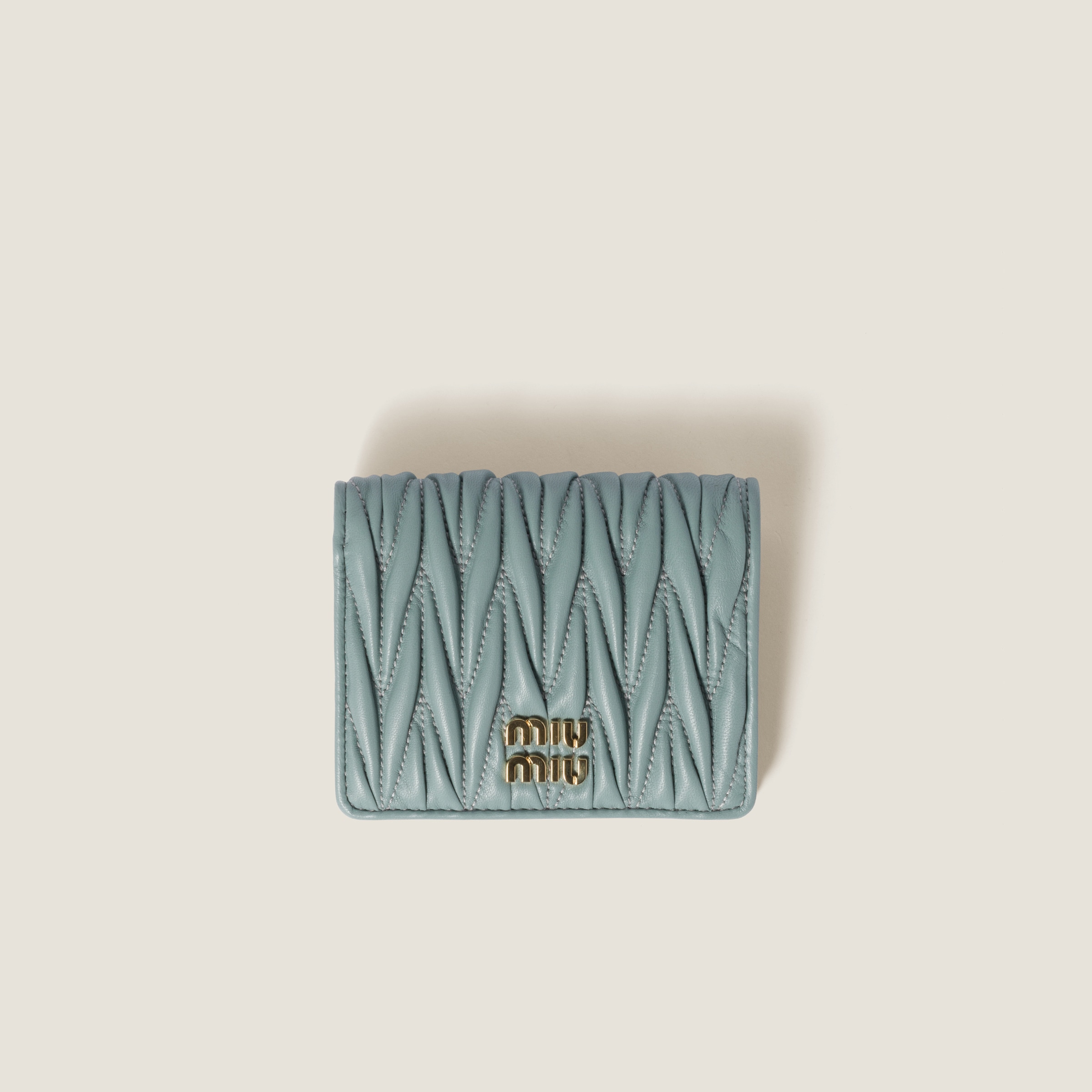 Small matelassé nappa leather wallet