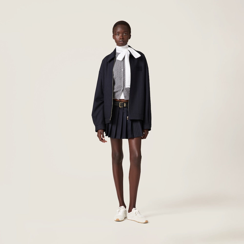 Pleated pinstripe miniskirt
