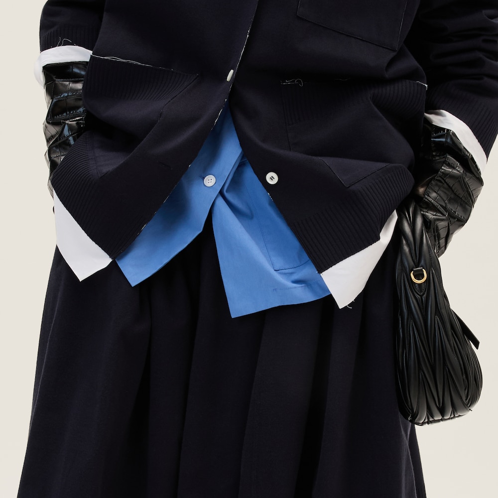 Knit and poplin shirt