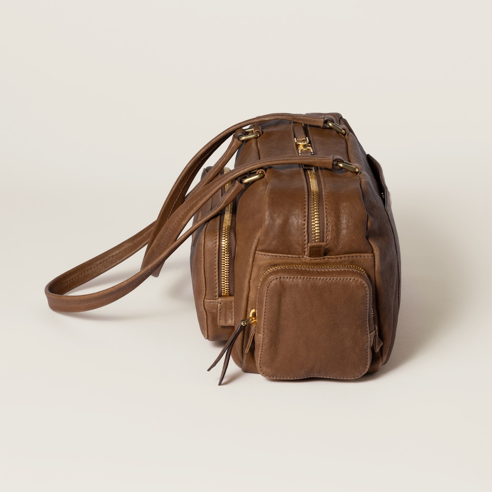 Pocket washed nappa leather bag