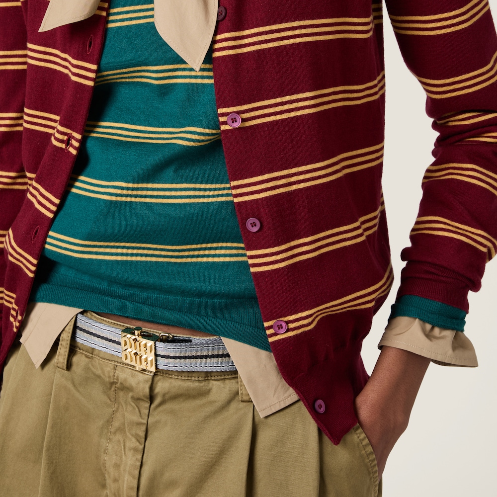Striped cashmere and silk cardigan