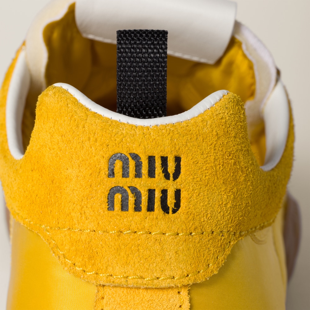 Tyre technical fabric and suede sneakers