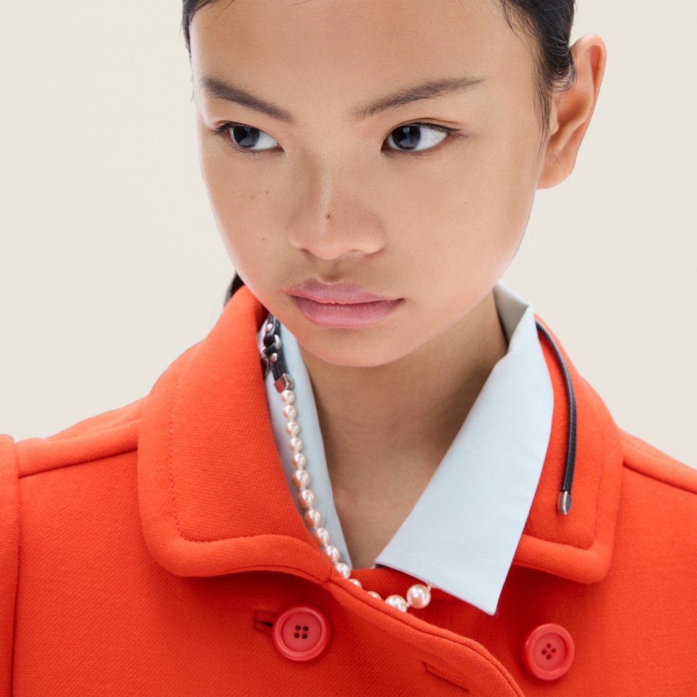 Natté toile double-breasted coat