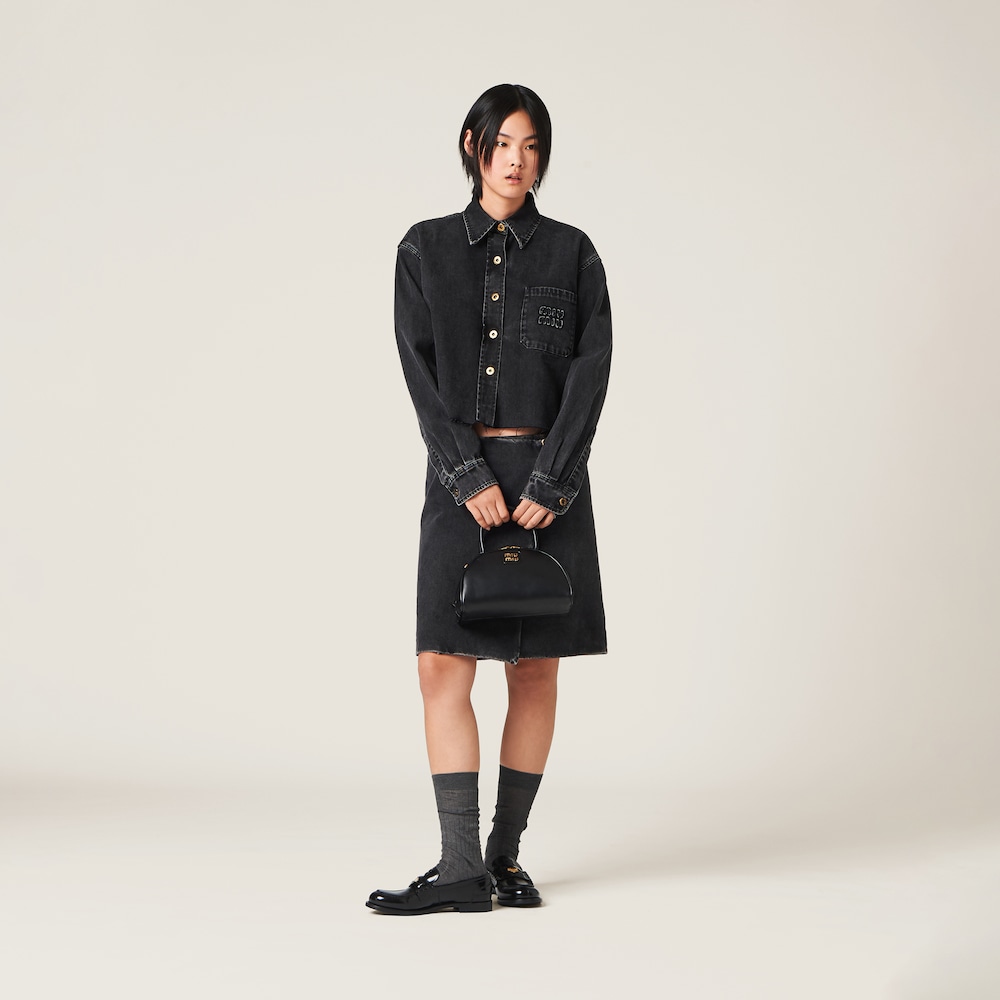 Black denim blouson jacket