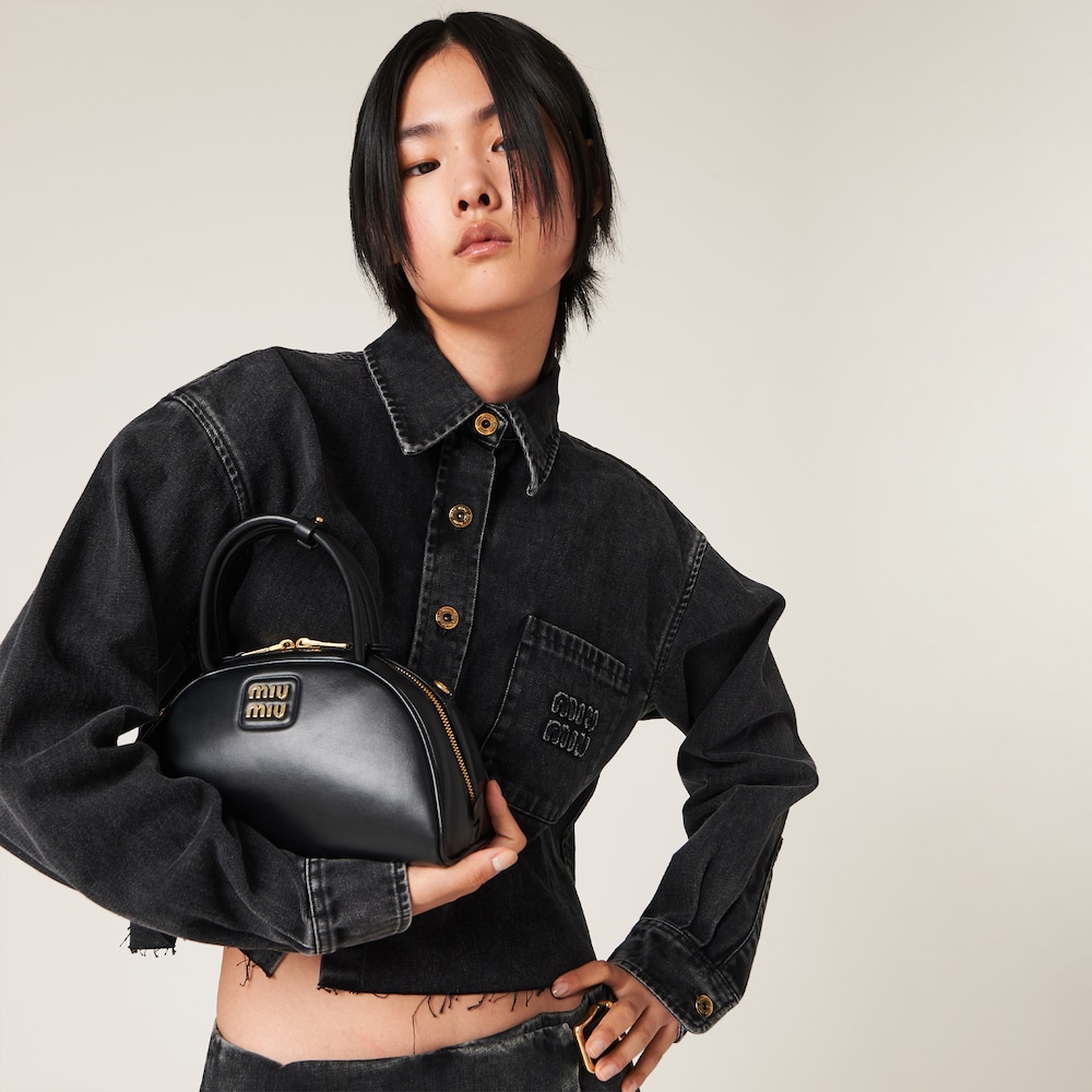Black denim blouson jacket