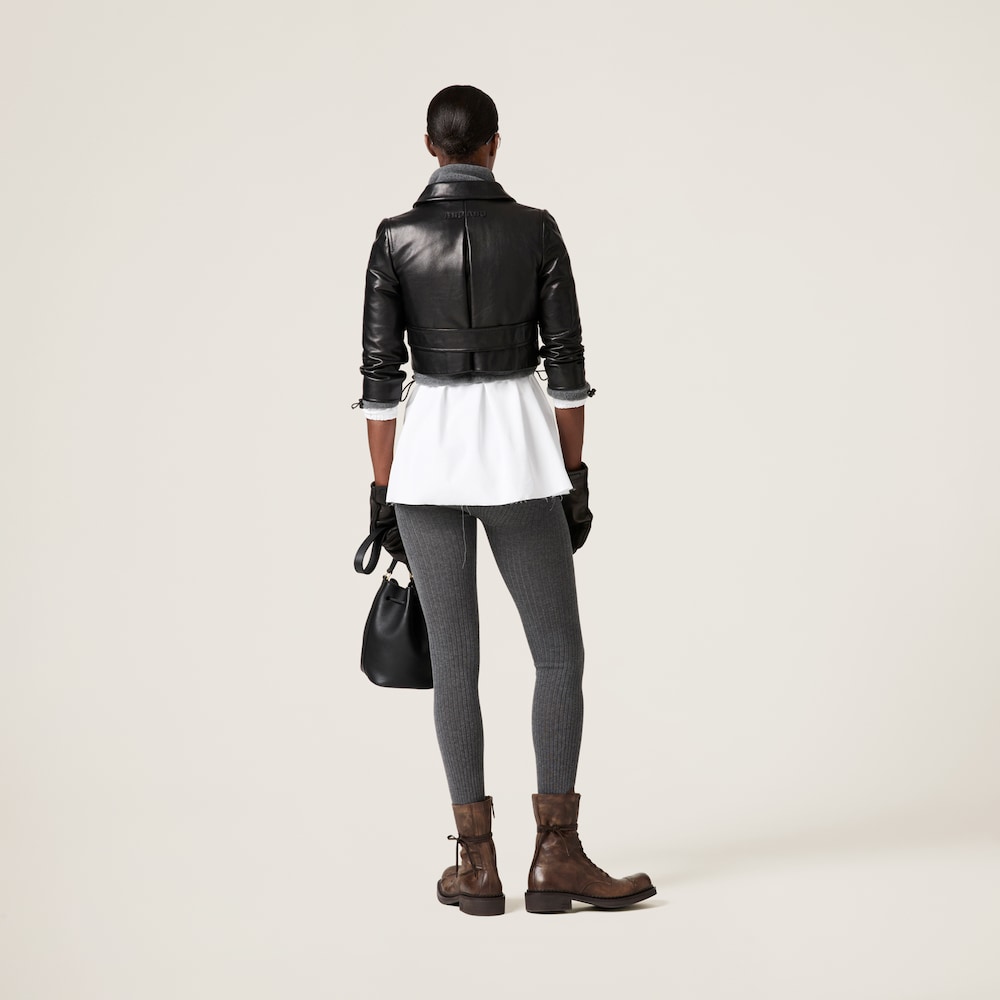 Double-breasted leather jacket