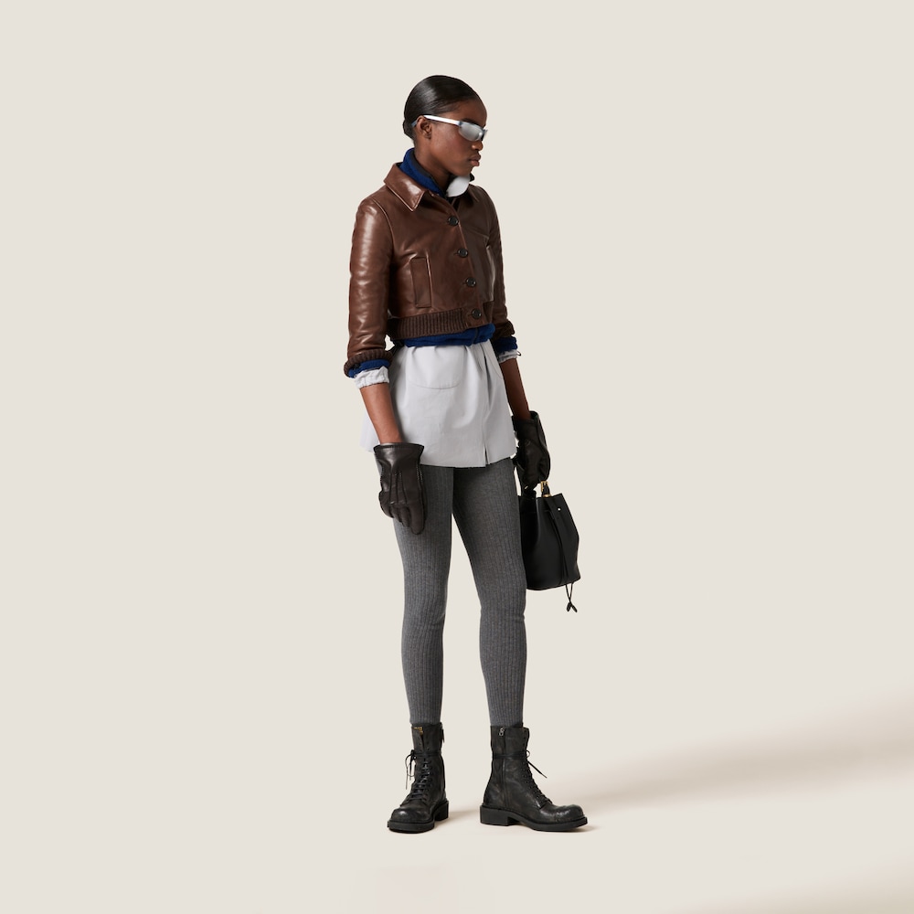 Cotton fleece cropped sweatshirt