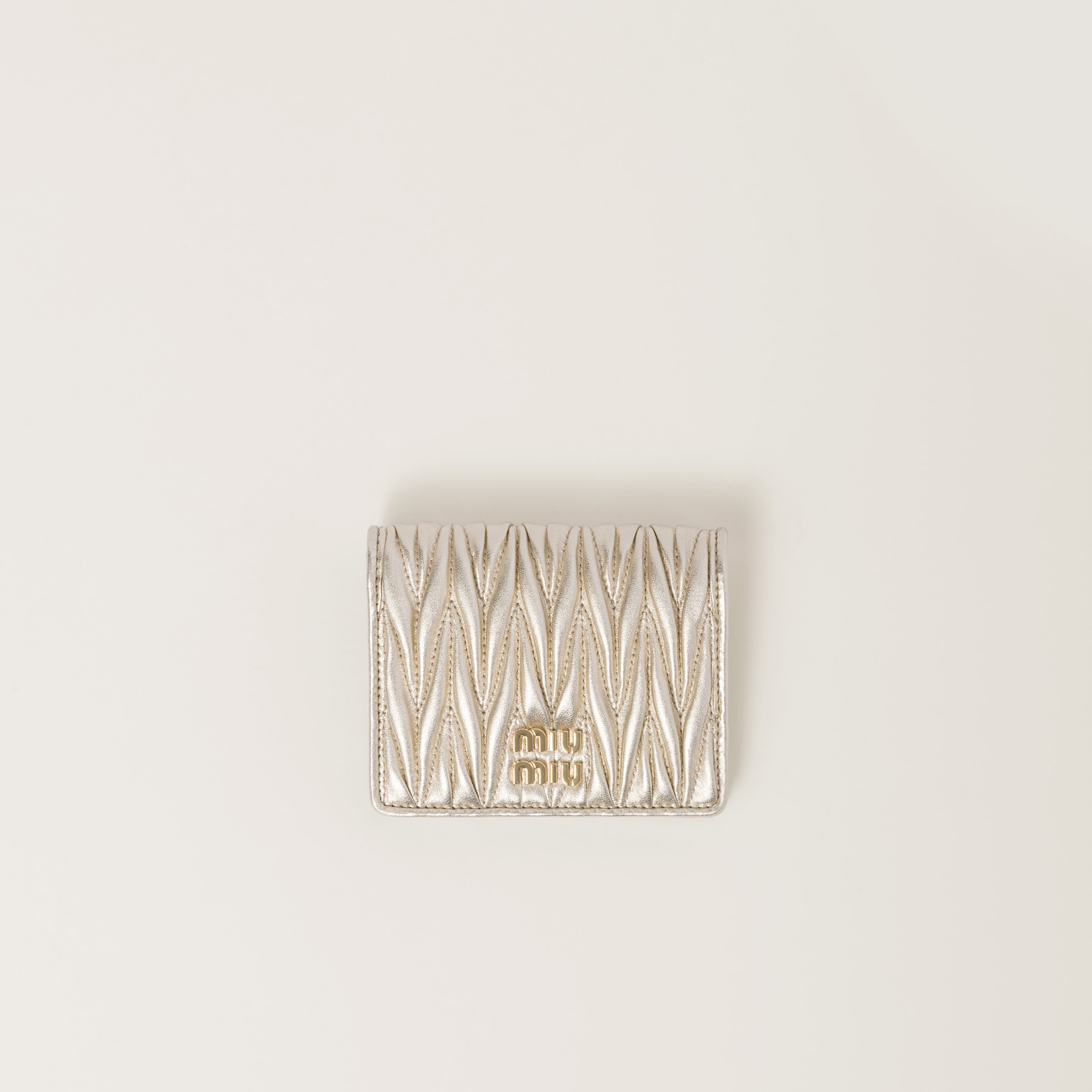 Small matelassé nappa leather wallet