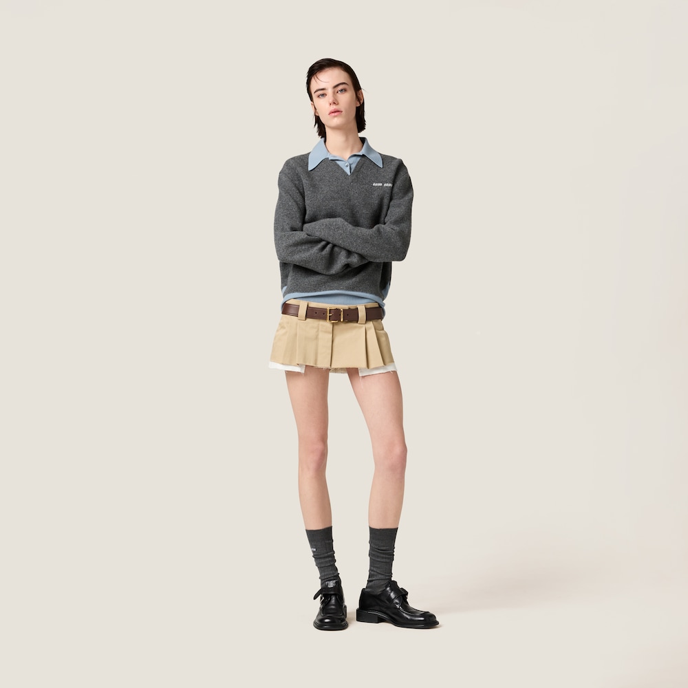 Cashmere and wool polo sweater