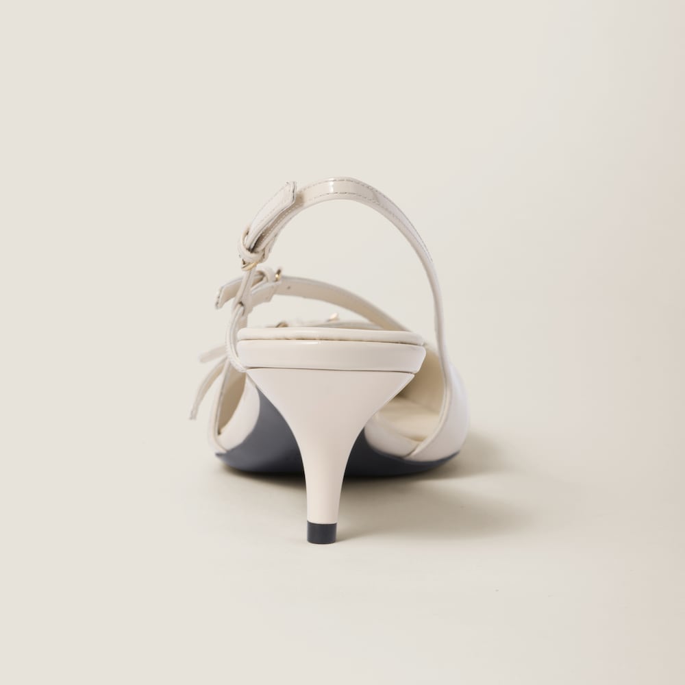 Patent leather slingbacks with buckles