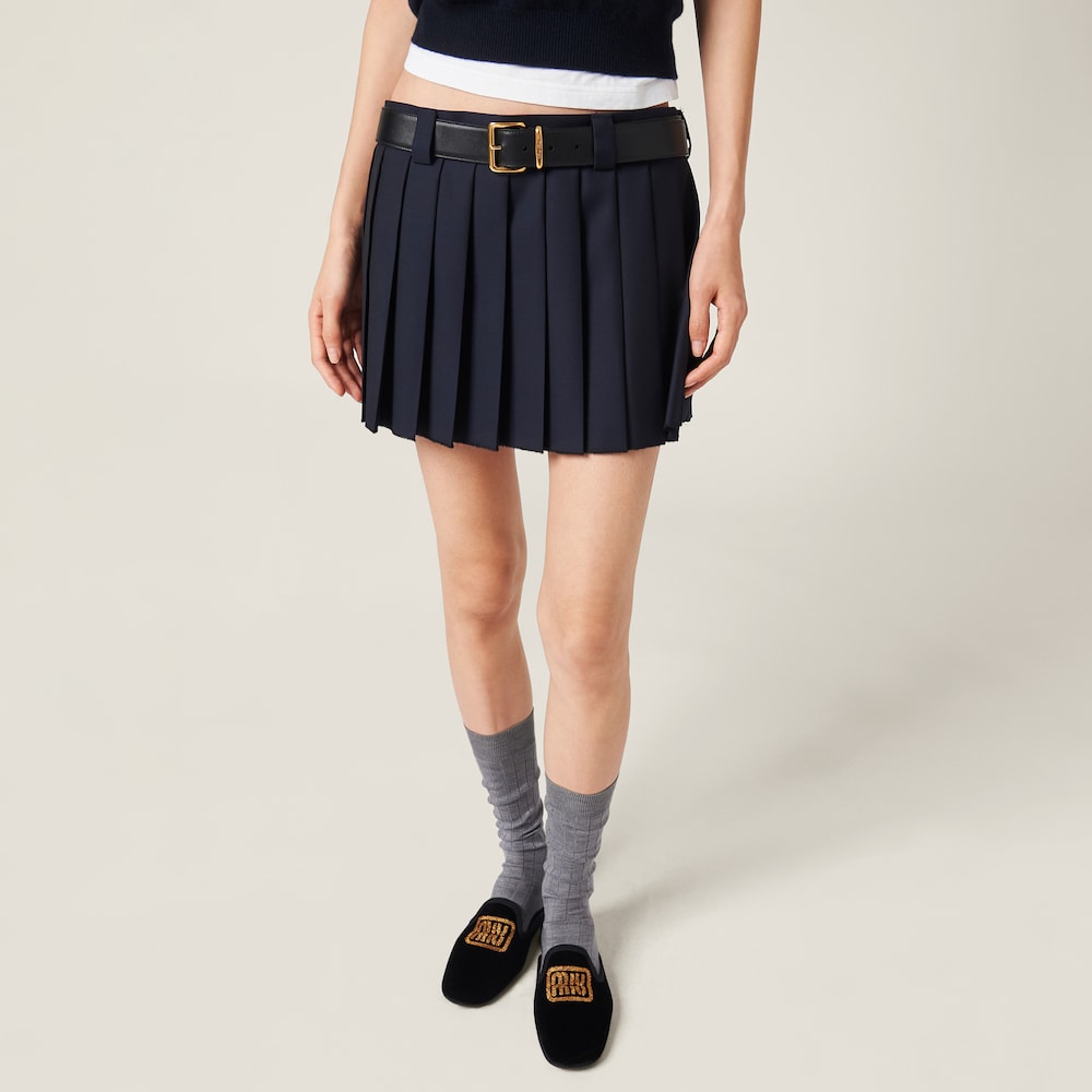 Pleated batavia miniskirt