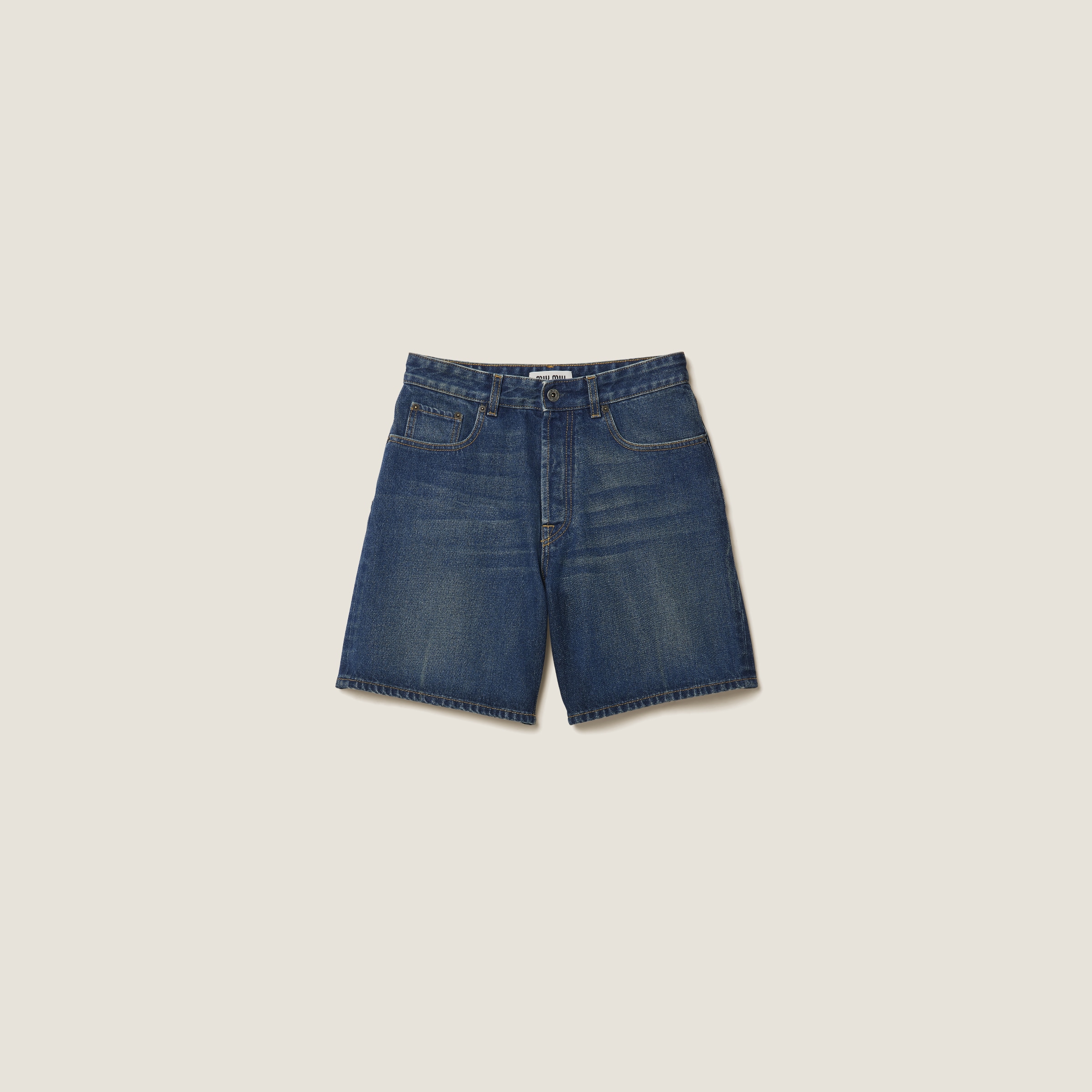 Washed denim Bermudas