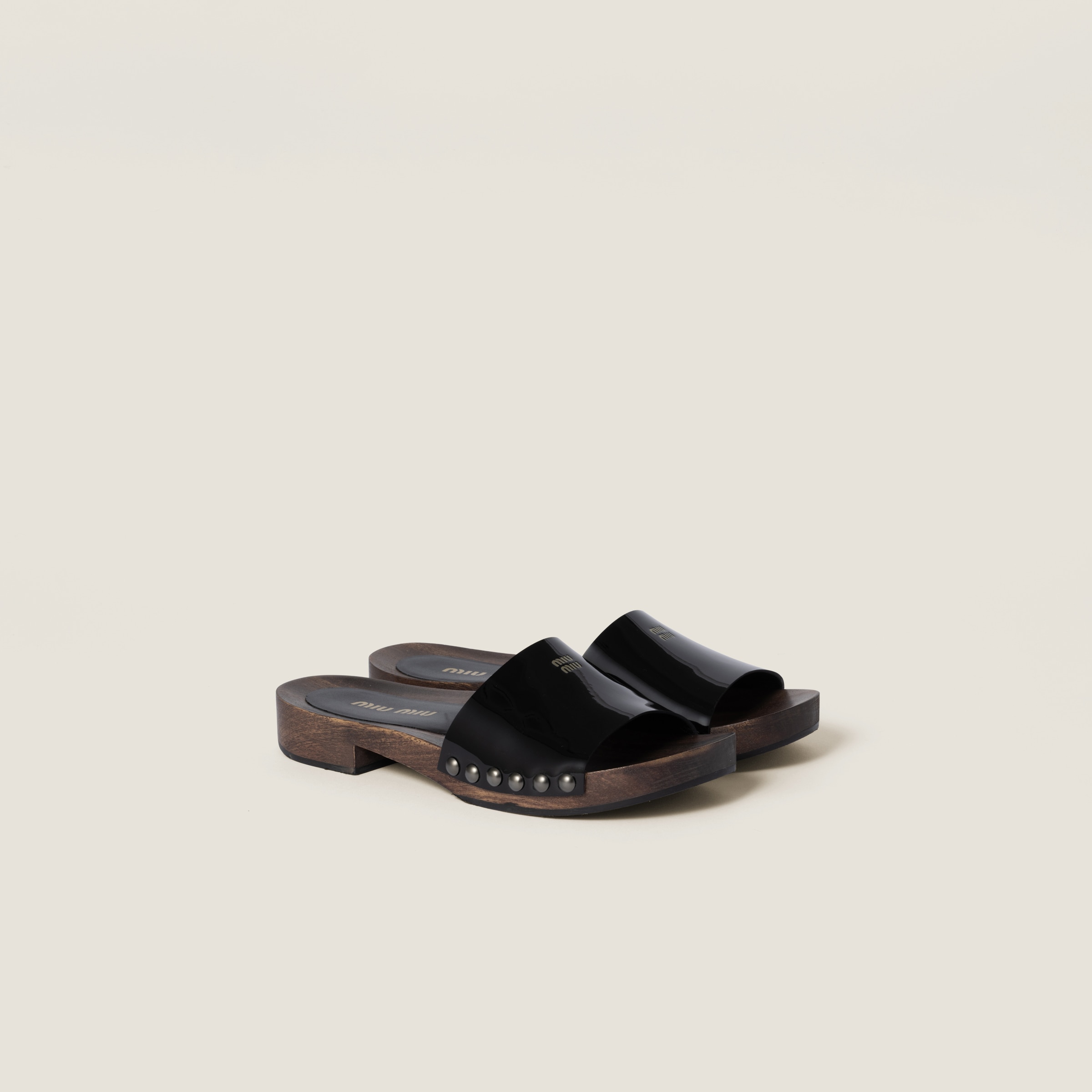 Patent leather clogs