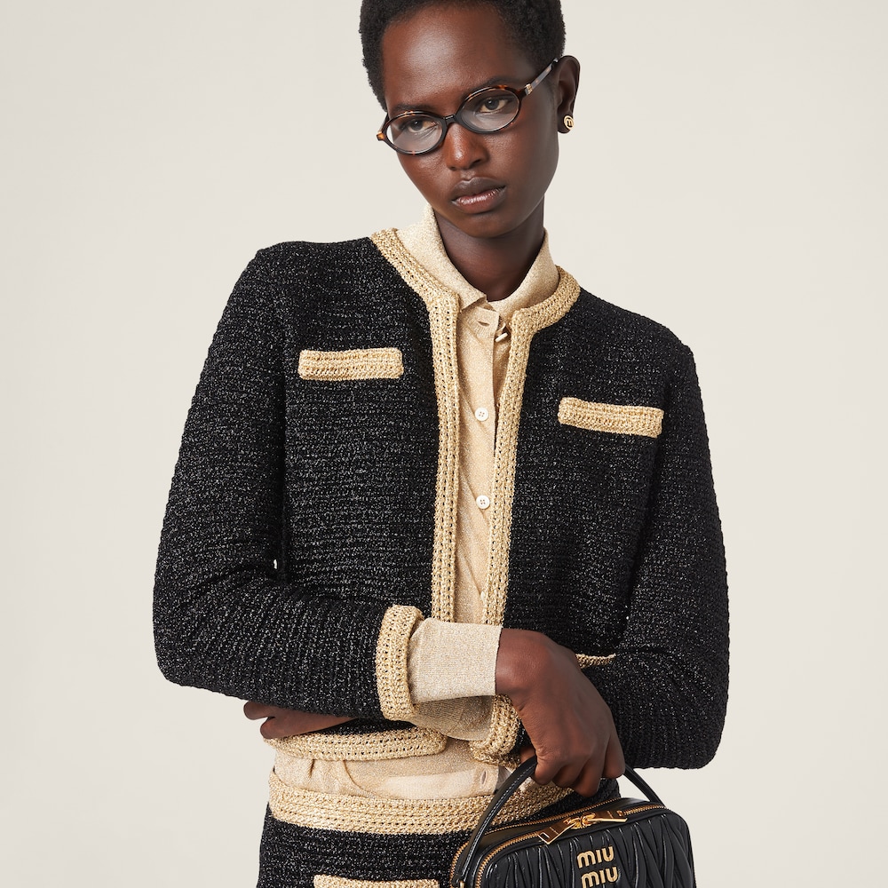 Lamé crochet cardigan