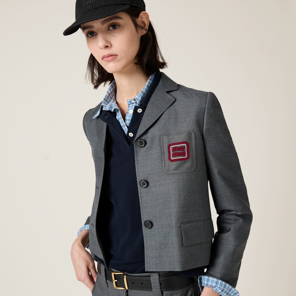 Single-breasted grisaille jacket with logo