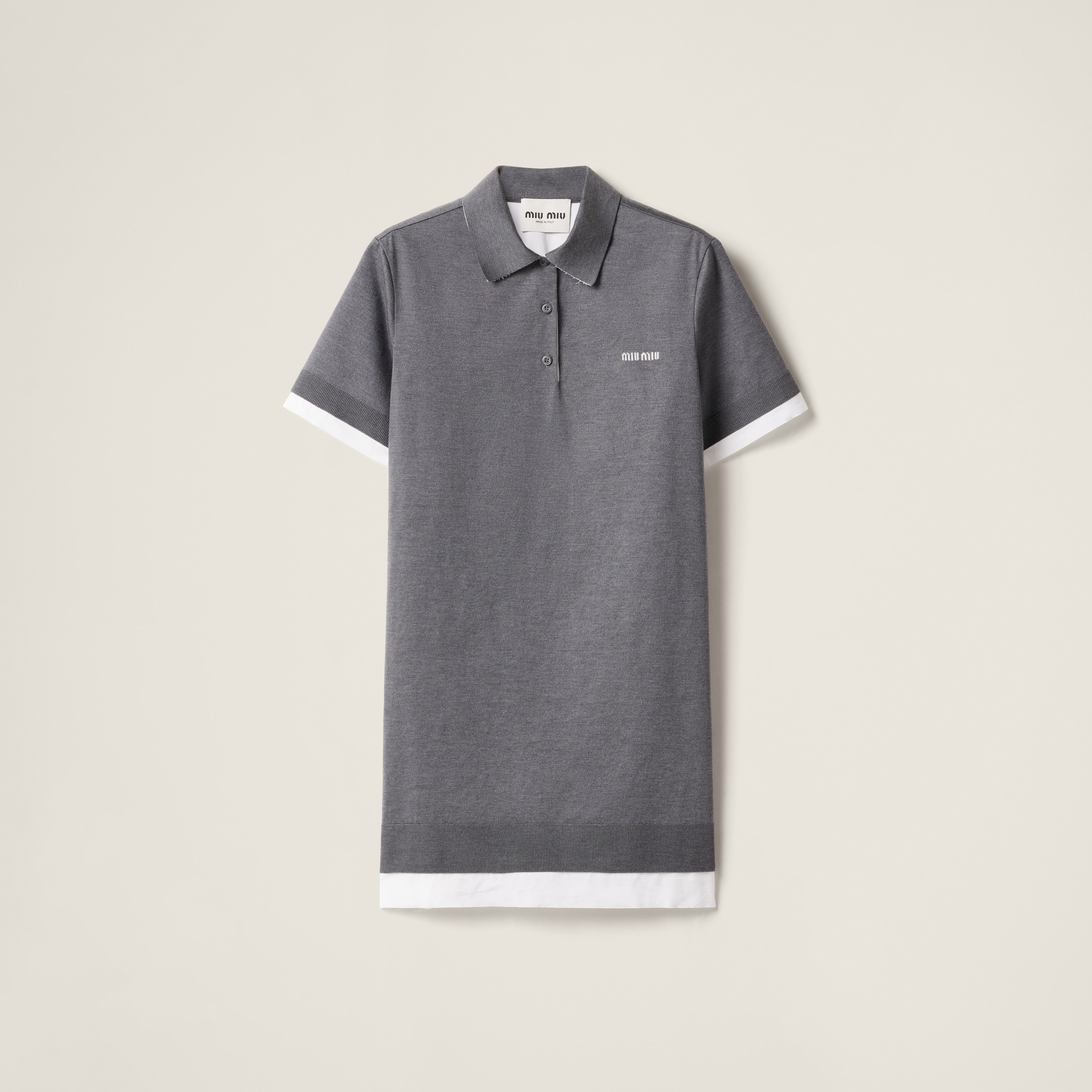 Knit and poplin mini-dress