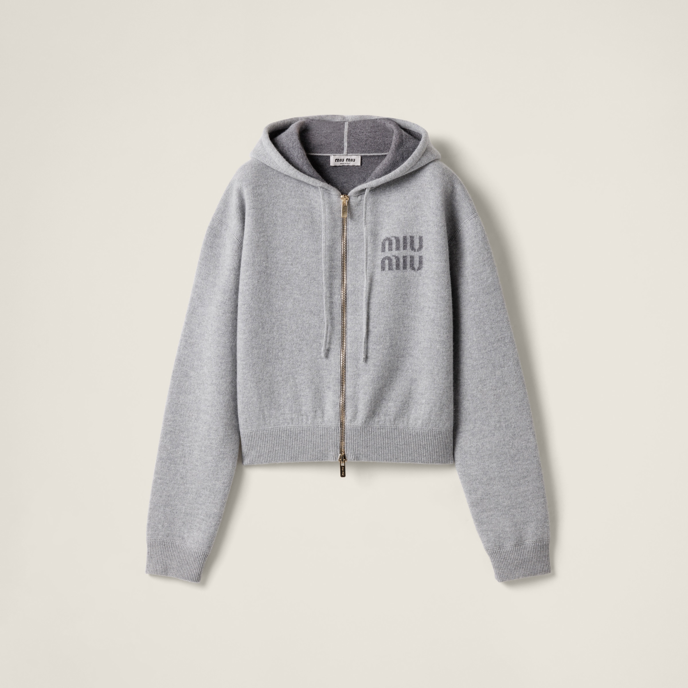 Double cashmere zipper hoodie cardigan