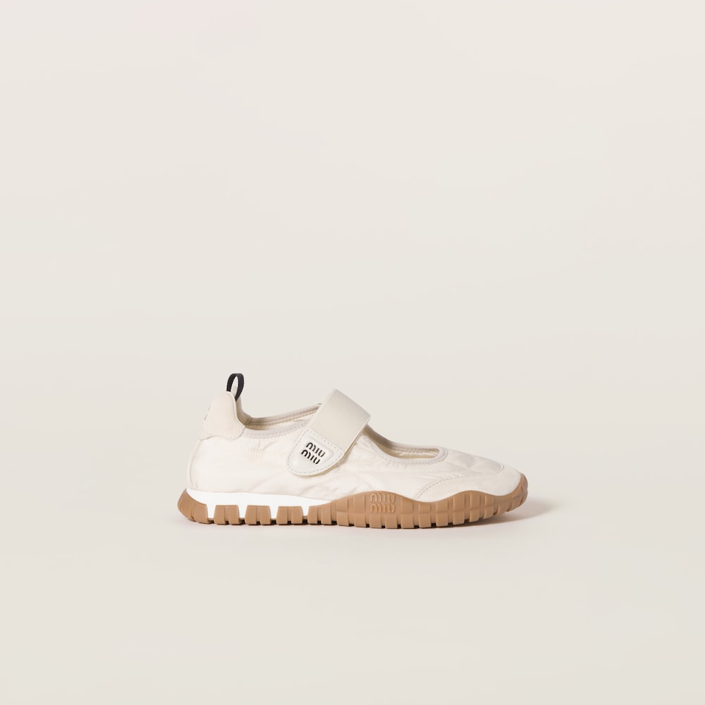 Tyre technical fabric and suede ballerinas