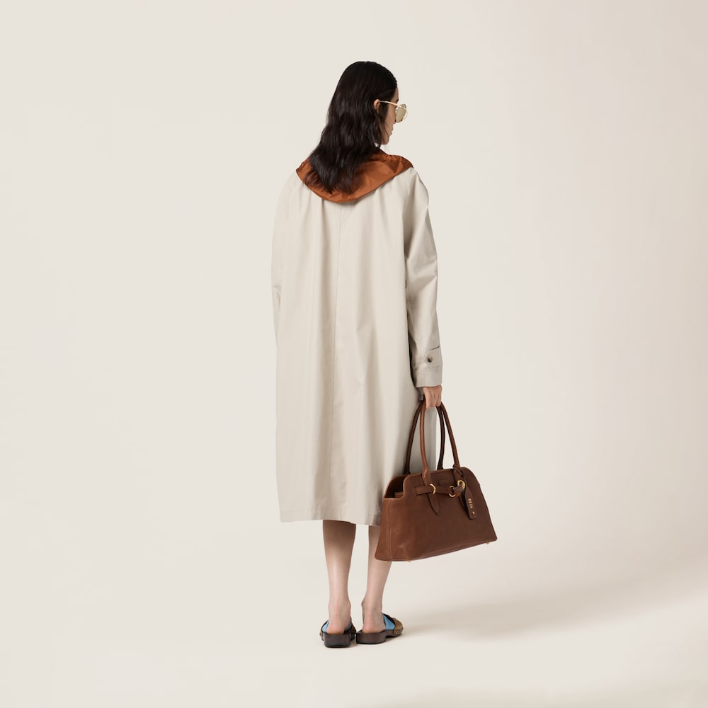 Reversible single-breasted Panama cotton and technical Pongé coat