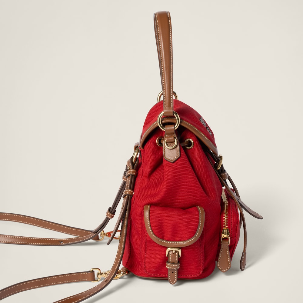 Canvas and leather backpack