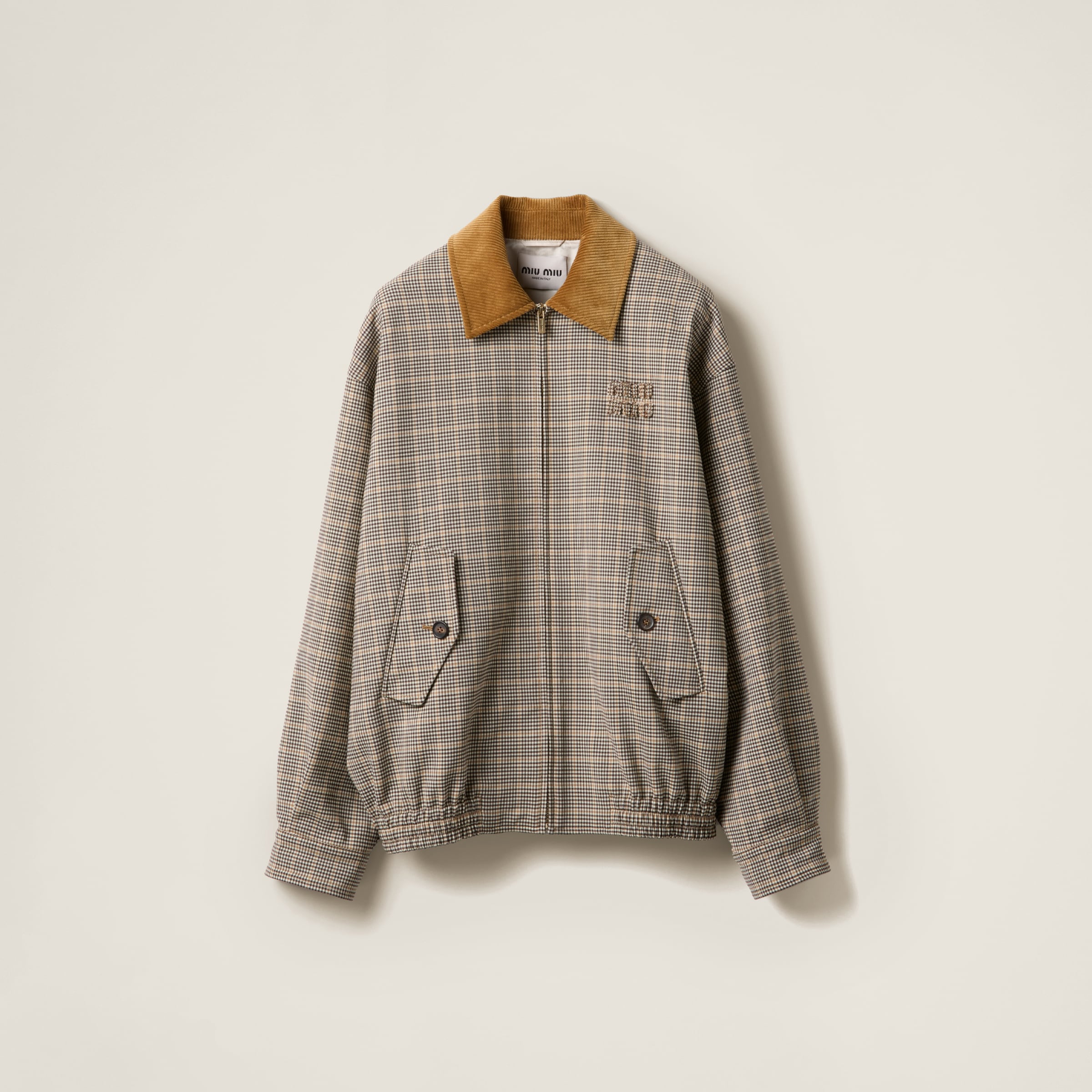 Checked double weave blouson jacket