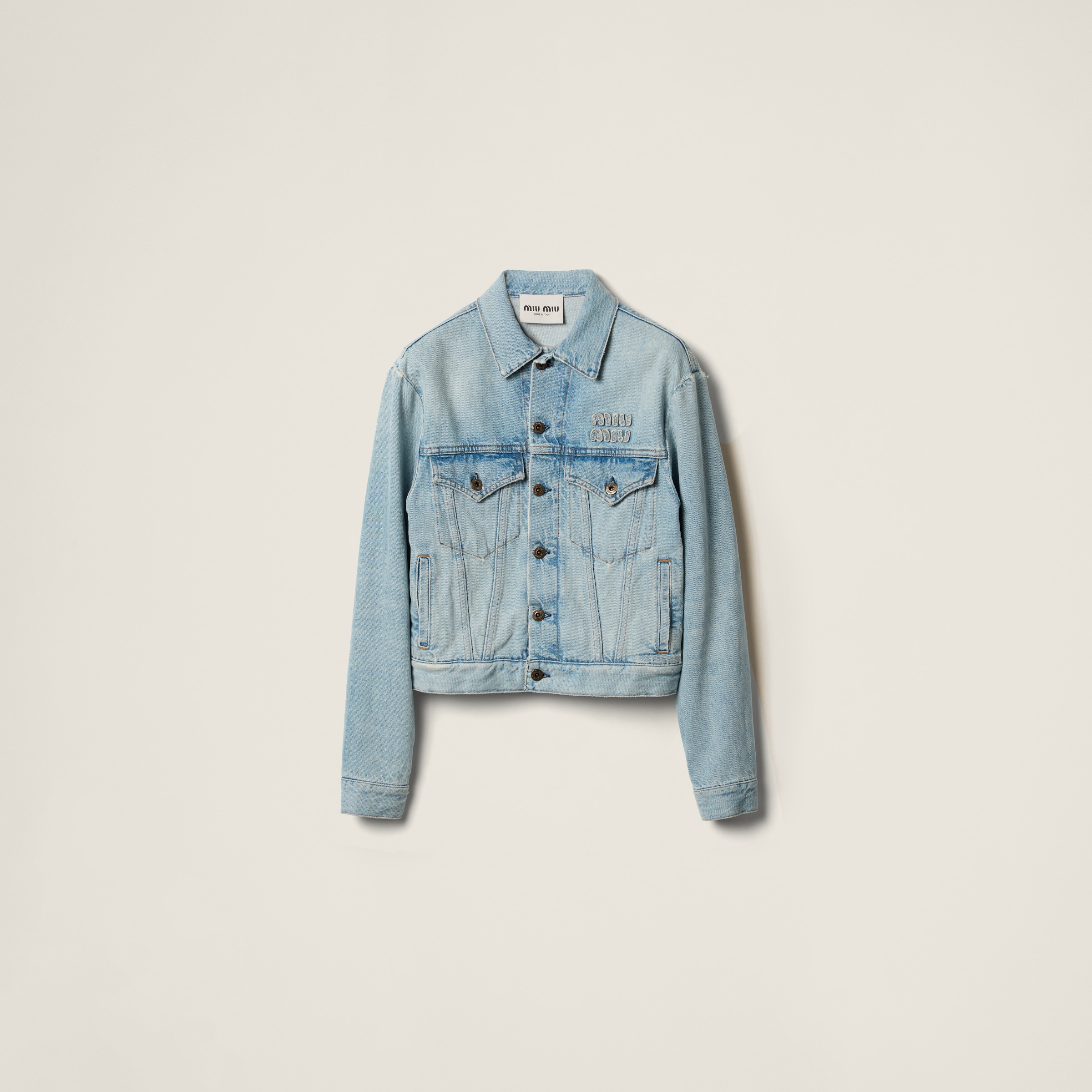 Denim jacket with embroidered logo