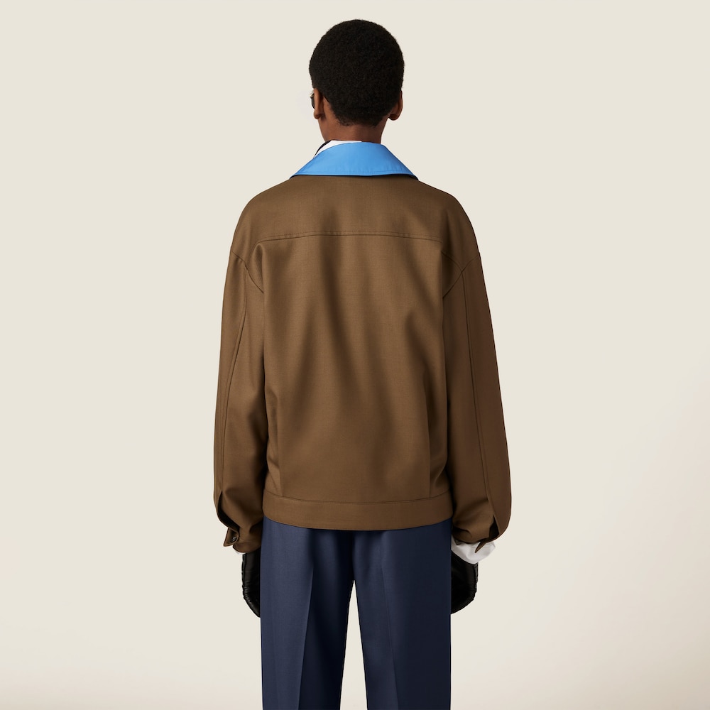 Gabardine blouson jacket with poplin collar