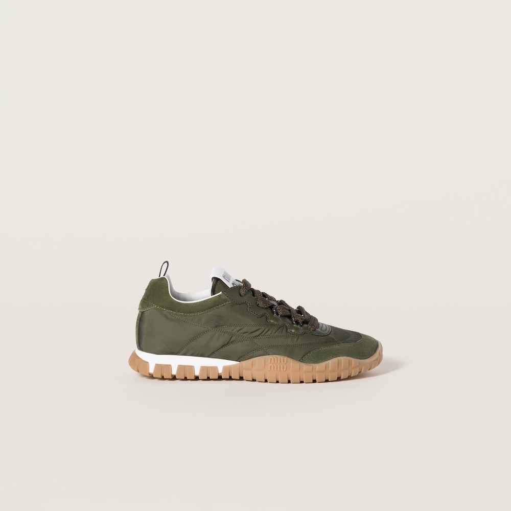 Tyre technical fabric and suede sneakers