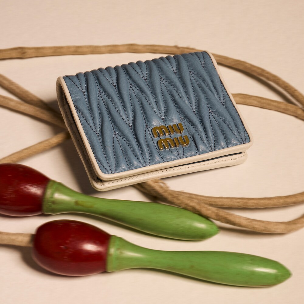 Small matelassé nappa leather wallet