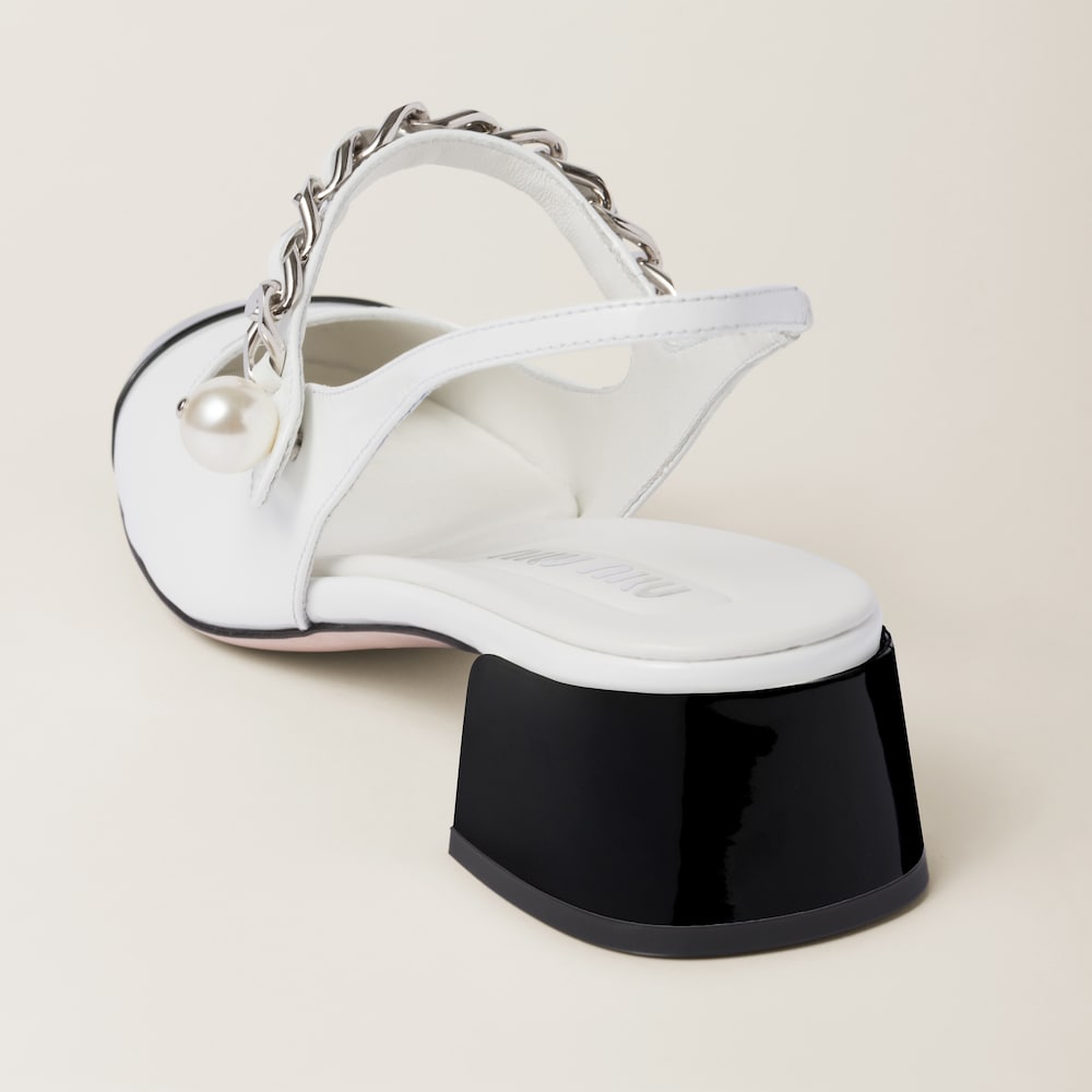 Two-tone patent leather slingback pumps